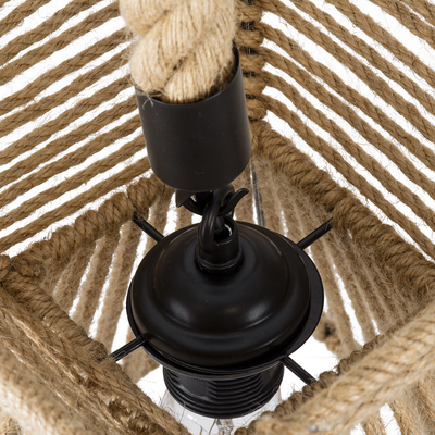 GLOBOSTAR® ROUGE 01611 Boho Κρεμαστό Φωτιστικό Οροφής με Ντουί 1 x E27 AC 220-240V IP20 - Μπεζ - Μ21 x Π21 x Y27cm