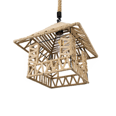 GLOBOSTAR® SPIKY 01613 Boho Κρεμαστό Φωτιστικό Οροφής με Ντουί 1 x E27 AC 220-240V IP20 - Μπεζ - Μ43 x Π43 x Y28cm