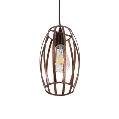 GLOBOSTAR® ZEBRA 01639 Vintage Κρεμαστό Φωτιστικό Οροφής με Ντουί 1 x E27 AC 220-240V IP20 - Χάλκινο - Μ15 x Π15 x Y15cm