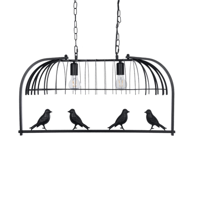 GLOBOSTAR® NEST 01643 Vintage Κρεμαστό Φωτιστικό Οροφής με Ντουί 2 x E27 AC 220-240V IP20 - Μαύρο & Πράσινο - Μ76 x Π36 x Y37cm