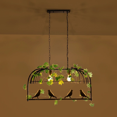 GLOBOSTAR® NEST 01643 Vintage Κρεμαστό Φωτιστικό Οροφής με Ντουί 2 x E27 AC 220-240V IP20 - Μαύρο & Πράσινο - Μ76 x Π36 x Y37cm