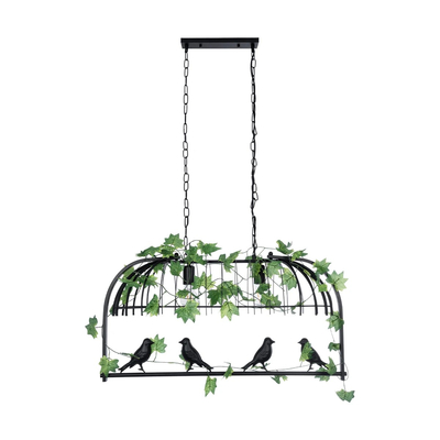 GLOBOSTAR® NEST 01643 Vintage Κρεμαστό Φωτιστικό Οροφής με Ντουί 2 x E27 AC 220-240V IP20 - Μαύρο & Πράσινο - Μ76 x Π36 x Y37cm