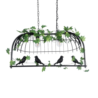 GLOBOSTAR® NEST 01643 Vintage Κρεμαστό Φωτιστικό Οροφής με Ντουί 2 x E27 AC 220-240V IP20 - Μαύρο & Πράσινο - Μ76 x Π36 x Y37cm