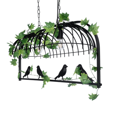 GLOBOSTAR® NEST 01643 Vintage Κρεμαστό Φωτιστικό Οροφής με Ντουί 2 x E27 AC 220-240V IP20 - Μαύρο & Πράσινο - Μ76 x Π36 x Y37cm