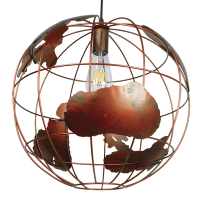 GLOBOSTAR® EARTH 01665 Vintage Κρεμαστό Φωτιστικό Οροφής με Ντουί 1 x E27 AC 220-240V IP20 - Χάλκινο - Μ40 x Π40 x Y40cm