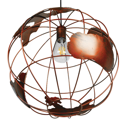 GLOBOSTAR® EARTH 01665 Vintage Κρεμαστό Φωτιστικό Οροφής με Ντουί 1 x E27 AC 220-240V IP20 - Χάλκινο - Μ40 x Π40 x Y40cm