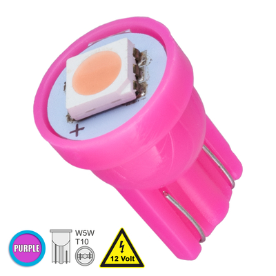 GLOBOSTAR® W5W-T10 81049 Λάμπα W5W T10 LED 0.12W 22lm 120° DC 12V IP20 Ροζ - 1 x Epistar SMD5050 Chip - Μ1.1 x Π1.1 x Υ1.7cm - 1 Χρόνο Εγγύηση