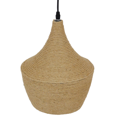 GLOBOSTAR® SHANGHAI ROPE 00916 Boho Κρεμαστό Φωτιστικό Οροφής με Ντουί 1 x E27 AC 220-240V IP20 - Μπεζ - Μ24 x Π24 x Υ30cm