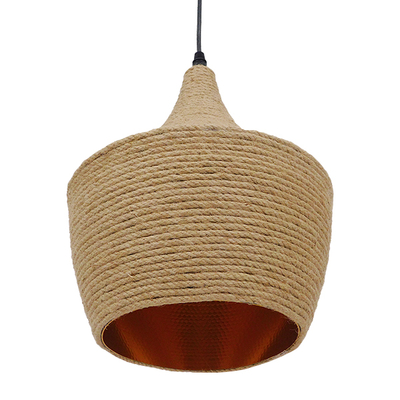 GLOBOSTAR® SHANGHAI ROPE 00916 Boho Κρεμαστό Φωτιστικό Οροφής με Ντουί 1 x E27 AC 220-240V IP20 - Μπεζ - Μ24 x Π24 x Υ30cm