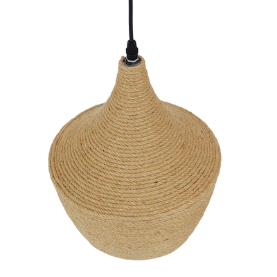 GLOBOSTAR® SHANGHAI ROPE 00916 Boho Κρεμαστό Φωτιστικό Οροφής με Ντουί 1 x E27 AC 220-240V IP20 - Μπεζ - Μ24 x Π24 x Υ30cm