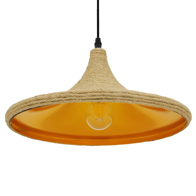 GLOBOSTAR® SHANGHAI ROPE 00917 Boho Κρεμαστό Φωτιστικό Οροφής με Ντουί 1 x E27 AC 220-240V IP20 - Μπεζ - Μ37 x Π37 x Υ20cm