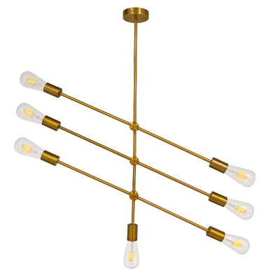 GLOBOSTAR® ESTHER 00993 Μοντέρνο Κρεμαστό Φωτιστικό Οροφής με Ντουί 7 x E27 AC 220-240V IP20 - Χρυσό - Μ75 x Π75 x Υ88cm