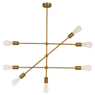 GLOBOSTAR® ESTHER 00993 Μοντέρνο Κρεμαστό Φωτιστικό Οροφής με Ντουί 7 x E27 AC 220-240V IP20 - Χρυσό - Μ75 x Π75 x Υ88cm