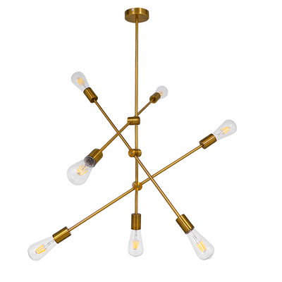 GLOBOSTAR® ESTHER 00993 Μοντέρνο Κρεμαστό Φωτιστικό Οροφής με Ντουί 7 x E27 AC 220-240V IP20 - Χρυσό - Μ75 x Π75 x Υ88cm