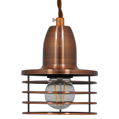 GLOBOSTAR® MANHATTAN 01453 Μοντέρνο Κρεμαστό Φωτιστικό Οροφής με Ντουί 1 x E27 AC 220-240V IP20 - Χάλκινο - Μ11 x Π11 x Υ14cm