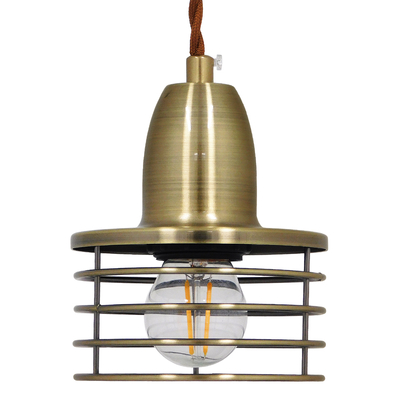 GLOBOSTAR® MANHATTAN 01455 Μοντέρνο Κρεμαστό Φωτιστικό Οροφής με Ντουί 1 x E27 AC 220-240V IP20 - Μπρούτζινο - Μ11 x Π11 x Υ14cm