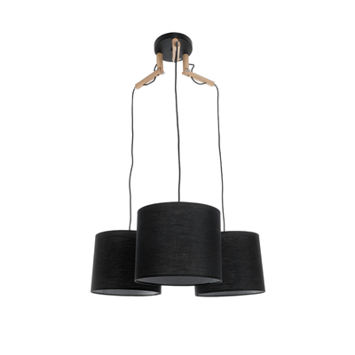 GLOBOSTAR® RAMSON 01525 Μοντέρνο Κρεμαστό Φωτιστικό Οροφής με Ντουί 3 x E27 AC 220-240V IP20 - Μαύρο & Μπεζ - Μ65 x Π65 x Υ20cm