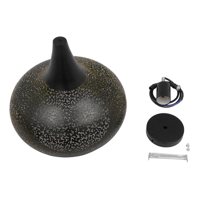 GLOBOSTAR® JANIS 01590 Μοντέρνο Κρεμαστό Φωτιστικό Οροφής με Ντουί 1 x E27 AC 220-240V IP20 - Μαύρο & Χρυσό - Μ30 x Π30 x Υ30cm