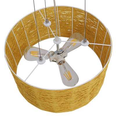 GLOBOSTAR® INCASS 01630 Vintage Κρεμαστό Φωτιστικό Οροφής με Ντουί 3 x E27 AC 220-240V IP20 - Μπεζ - Μ40 x Π40 x Υ22cm