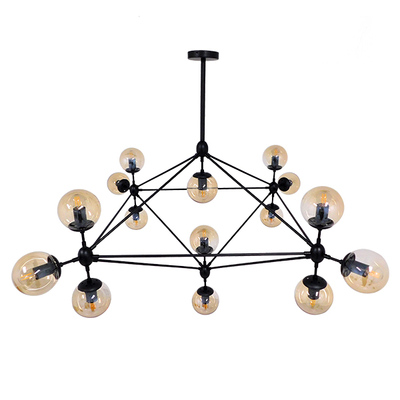 GLOBOSTAR® SENTINEL 01637 Μοντέρνο Φωτιστικό Οροφής με Ντουί 15 x E27 AC 220-240V IP20 - Μαύρο & Μελί - Μ150 x Π150 x Υ115cm