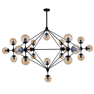 GLOBOSTAR® SENTINEL 01638 Μοντέρνο Φωτιστικό Οροφής με Ντουί 21 x E27 AC 220-240V IP20 - Μαύρο & Μελί - Μ170 x Π170 x Υ136cm