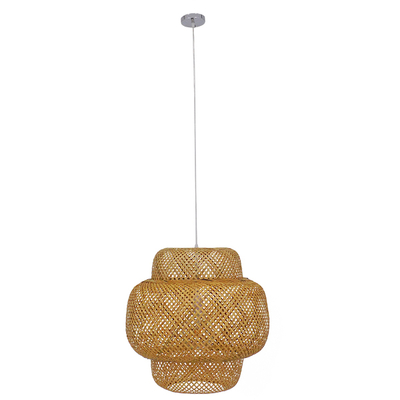 GLOBOSTAR® MALDIVES 01657 Boho Κρεμαστό Φωτιστικό Οροφής με Ντουί 1 x E27 AC 220-240V IP20 - Μπεζ - Μ56 x Π56 x Υ54cm