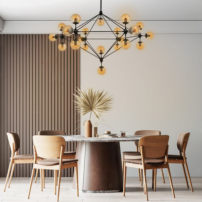 GLOBOSTAR® SENTINEL 01638 Μοντέρνο Φωτιστικό Οροφής με Ντουί 21 x E27 AC 220-240V IP20 - Μαύρο & Μελί - Μ170 x Π170 x Υ136cm