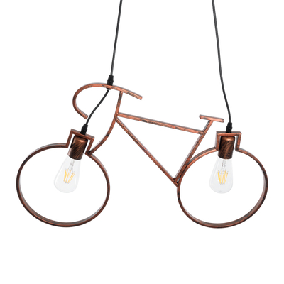 GLOBOSTAR® BIKE 00868 Vintage Κρεμαστό Φωτιστικό Οροφής με Ντουί 2 x E27 AC 220-240V IP20 - Χάλκινο - Μ67 x Π3.5 x Υ41cm