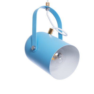 GLOBOSTAR® HAZEL 00927 Μοντέρνο Κρεμαστό Φωτιστικό Οροφής με Ντουί 1 x E27 AC 220-240V IP20 - Γαλάζιο & Χρυσό - Μ12 x Π12 x Υ27cm