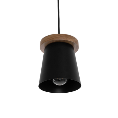 GLOBOSTAR® LANA 01424 Μοντέρνο Κρεμαστό Φωτιστικό Οροφής με Ντουί 1 x E27 AC 220-240V IP20 - Μαύρο & Καφέ - Μ13 x Π13 x Y17cm