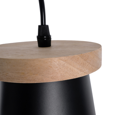 GLOBOSTAR® LANA 01425 Μοντέρνο Κρεμαστό Φωτιστικό Οροφής με Ντουί 3 x E27 AC 220-240V IP20 - Μαύρο & Καφέ - Μ60 x Π13 x Υ18cm