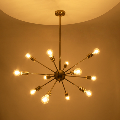 GLOBOSTAR® MILANO 01485 Μοντέρνο Φωτιστικό Οροφής με Ντουί 12 x E27 AC 220-240V IP20 - Χρυσό - Μ80 x Π80 x Υ80cm