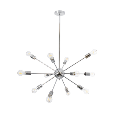 GLOBOSTAR® MILANO 01487 Μοντέρνο Φωτιστικό Οροφής με Ντουί 12 x E27 AC 220-240V IP20 - Ασημί - Μ80 x Π80 x Υ80cm