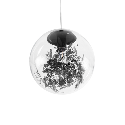 GLOBOSTAR® HARPER 01512 Μοντέρνο Κρεμαστό Φωτιστικό Οροφής με Ντουί 1 x E27 AC 220-240V IP20 - Διάφανο & Μαύρο - Μ25 x Π25 x Υ30cm