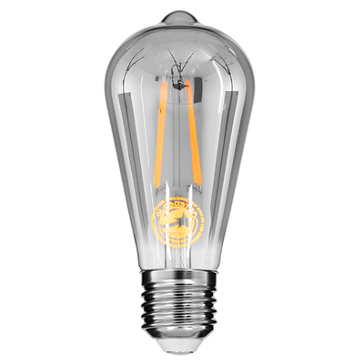 GLOBOSTAR® PEAR 99076 Λάμπα E27 ST64 LED 8W 800lm 360° AC 220-240V IP20 Θερμό Λευκό 2700K Dimmable - Long Filament Chip - Μαύρο Φιμέ - Μ6.4 x Π6.4 x Υ14.5cm - 3 Χρόνια Εγγύηση