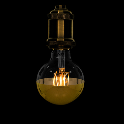 GLOBOSTAR® BUBBLE 99108 Λάμπα E27 G80 LED 4W 400lm 320° AC 220-240V IP20 Ultra Θερμό Λευκό 2200K Dimmable - Filament Chip - Διάφανο με Χρυσό Ανεστραμμένο Καθρέπτη - Μ8 x Π8 x Υ12.5cm - 3 Χρόνια Εγγύηση