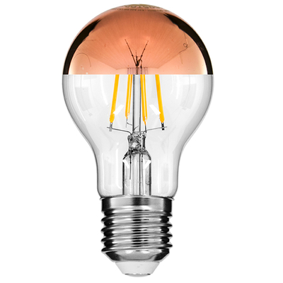 GLOBOSTAR® GLOBE 99111 Λάμπα E27 A60 LED 8W 840lm 320° AC 220-240V IP20 Ultra Θερμό Λευκό 2200K Dimmable - Filament Chip - Διάφανο με Χάλκινο Ανεστραμμένο Καθρέπτη - Μ6 x Π6 x Υ11cm - 3 Χρόνια Εγγύηση