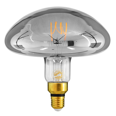 GLOBOSTAR® MUSHROOM 99174 Λάμπα E27 MR200 LED 6W 480lm 360° AC 220-240V IP20 Θερμό Λευκό 2700K Dimmable - Soft T Spiral Filament Chip - Μαύρο Φιμέ - Μ19.5 x Π19.5 x Υ20cm - 3 Χρόνια Εγγύηση