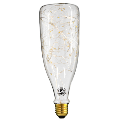 GLOBOSTAR® DECOBOTTLE 99221 Λάμπα E27 DBC80 LED 3W 240lm 360° AC 220-240V IP20 Θερμό Λευκό 2700K - Copper String Chip - Διάφανο - Μ8 x Π8 x Υ23cm - 3 Χρόνια Εγγύηση