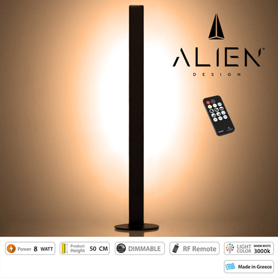 GloboStar® ALIEN-DIVA-BLACK-50-3 ALIEN Design DIVA Μοντέρνο Minimal Nordic Μεταλλικό Φωτιστικό Επιτραπέζιο - Πορτατίφ - Λαμπατέρ Μαύρο LED 8W 960lm με Ασύρματο Χειριστήριο RF & Dimmer IP20 Θερμό Λευκό 3000K Μ3 x Π1.6 x Υ50cm