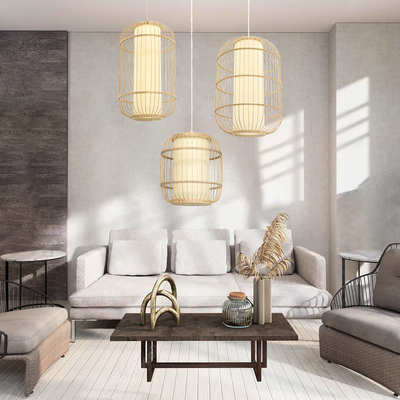 GLOBOSTAR® HIBISCUS 00891 Boho Κρεμαστό Φωτιστικό Οροφής με Ντουί 1 x E27 AC 220-240V IP20 - Μπεζ - Μ40 x Π40 x Υ60cm