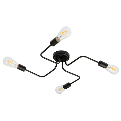 GLOBOSTAR® LIBERTA 00838 Vintage Φωτιστικό Οροφής με Ντουί 4 x E27 AC 220-240V IP20 - Μαύρο - Μ44.5 x Π44.5 x Υ12cm