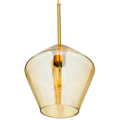 GLOBOSTAR® AMARIS 00869 Μοντέρνο Κρεμαστό Φωτιστικό Οροφής με Ντουί 1 x E27 AC 220-240V IP20 - Χρυσό Πλατίνα & Μελί - Μ22 x Π22 x Y22cm