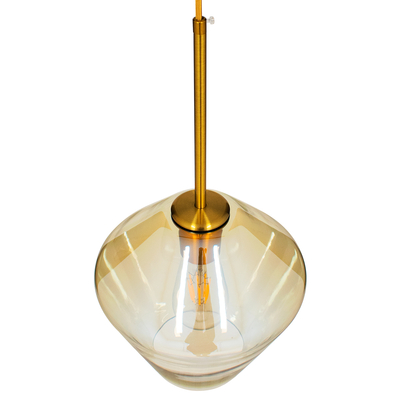 GLOBOSTAR® AMARIS 00869 Μοντέρνο Κρεμαστό Φωτιστικό Οροφής με Ντουί 1 x E27 AC 220-240V IP20 - Χρυσό Πλατίνα & Μελί - Μ22 x Π22 x Y22cm