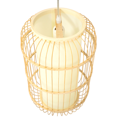 GLOBOSTAR® HIBISCUS 00893 Boho Κρεμαστό Φωτιστικό Οροφής με Ντουί 1 x E27 AC 220-240V IP20 - Μπεζ - Μ25 x Π25 x Υ42cm