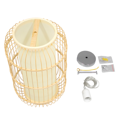 GLOBOSTAR® HIBISCUS 00893 Boho Κρεμαστό Φωτιστικό Οροφής με Ντουί 1 x E27 AC 220-240V IP20 - Μπεζ - Μ25 x Π25 x Υ42cm