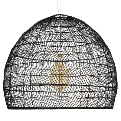 GLOBOSTAR® MALIBU 00966 Boho Κρεμαστό Φωτιστικό Οροφής με Ντουί 1 x E27 AC 220-240V IP20 - Μαύρο - Μ100 x Π100 x Y86cm