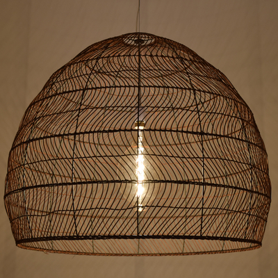 GLOBOSTAR® MALIBU 00967 Boho Κρεμαστό Φωτιστικό Οροφής με Ντουί 1 x E27 AC 220-240V IP20 - Καφέ - Μ100 x Π100 x Y86cm