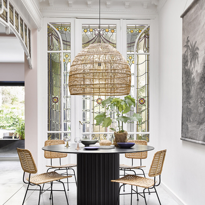 GLOBOSTAR® MALIBU 00974 Boho Κρεμαστό Φωτιστικό Οροφής με Ντουί 1 x E27 AC 220-240V IP20 - Μπεζ - Μ100 x Π100 x Y86cm