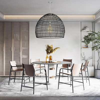 GLOBOSTAR® MALIBU 00966 Boho Κρεμαστό Φωτιστικό Οροφής με Ντουί 1 x E27 AC 220-240V IP20 - Μαύρο - Μ100 x Π100 x Y86cm